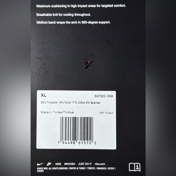 Nike Elite Basketball Cushioned Crew Socks SX7622-658 men’s XL - Picture 3 of 5